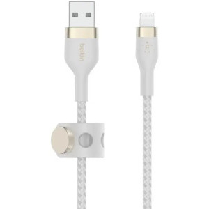 Belkin BoostCharge Pro Flex Braided Silicone USB Male la Lightning Male, 2m, White