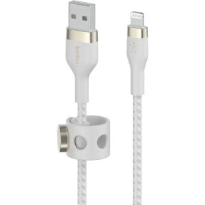 Belkin BoostCharge Pro Flex Braided Silicone USB Male la Lightning Male, 2m, White