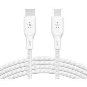 Cablu de date / adaptor Belkin BoostCharge Braided, USB-C Male la USB-C Male, 100W 3m, White