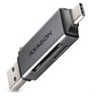 Cititor carduri AXAGON CRE-DAC, USB-C + USB-A, SD, microSD, UHS-I