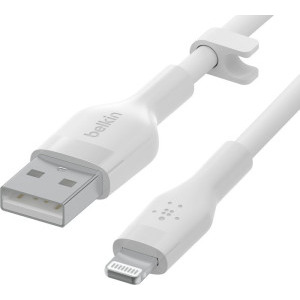 Belkin BoostCharge Flex Silicone, USB Male la Lightning Male, 3m, White