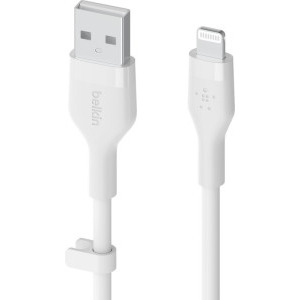 Belkin BoostCharge Flex Silicone, USB Male la Lightning Male, 3m, White