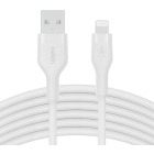Cablu de date / adaptor Belkin BoostCharge Flex Silicone, USB Male la Lightning Male, 3m, White