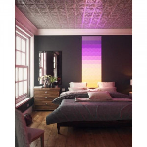 Nanoleaf Kit Set inteligent 9 panouri Nanoleaf Canvas, LED RGBW + senzor muzica, multi-touch control, Wi-Fi