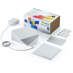 Nanoleaf Kit Set inteligent 9 panouri Nanoleaf Canvas, LED RGBW + senzor muzica, multi-touch control, Wi-Fi