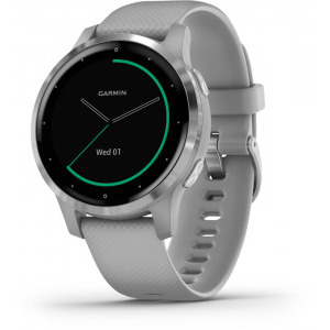 Garmin Vivoactive 4S, argintiu, curea silicon gri, GPS + HR