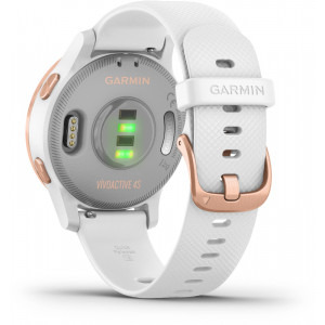 Garmin Vivoactive 4S, roz-auriu, curea silicon alb, GPS + HR