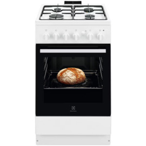 Electrolux LKG504013W, Gaz, 4 arzatoare, Sistem de siguranta, Aprindere integrata, Autocuratare catalitica, Timer, Grill, Rotisor, Clasa A, 50 cm, Alb