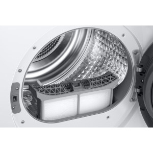 Samsung DV90T7240BH/S7, Pompa de caldura, 9 kg, Clasa C, Digital Inverter, Optimal Dry, Air Wash, AI Control, SmartThings, Alb