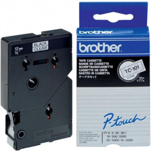 Brother Banda Laminata 12 mm black on clear