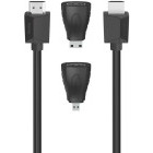 Cablu video Hama HDMI Male - HDMI Male, v2.0, 1.5 m, Negru + Adaptor Micro & Mini