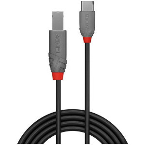 LINDY Anthra, USB 2.0 tip C Male - USB 2.0 tip B Male, 1m, negru-gri