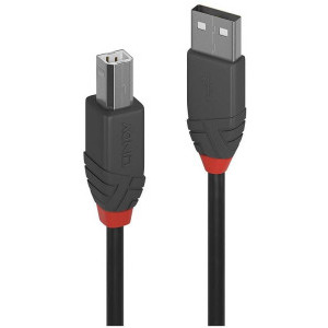 LINDY Anthra, USB 2.0 Male Tip A - USB Male 2.0 Tip B, 0.2m, negru
