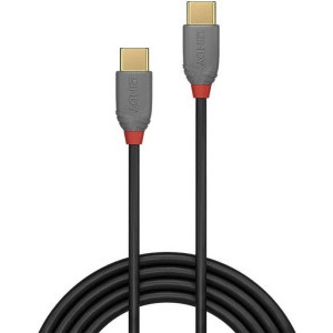 Cablu periferice LINDY Anthra, USB 2.0 tip C Male - USB 2.0 tip C Male, 1m, negru-gri