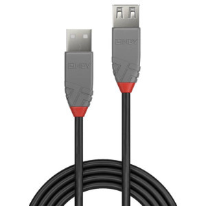Cablu periferice LINDY Anthra, USB 2.0 Male tip A - USB 2.0 Female tip A, 2m, negru-gri