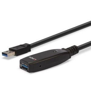 LINDY Active Extension Slim, USB 3.0 Male tip A - USB 3.0 Female tip A, 15m, negru