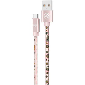 Cablu de date / adaptor Tellur Graffiti USB Male la USB-C, 1m, Pink, amperaj maxim suportat 3A