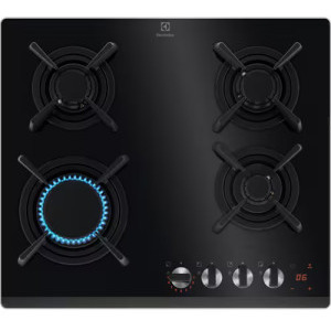 Plita incorporabila Electrolux KGG643753K, Gaz, 4 arzatoare, Aprindere electrica, Gratare fonta, Timer electronic, Conectivitate hota, 60 cm, Negru