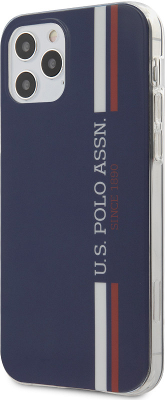 US Polo Protectie pentru spate Tricolor Vertical Stripes Navy pentru iPhone 12/12 Pro