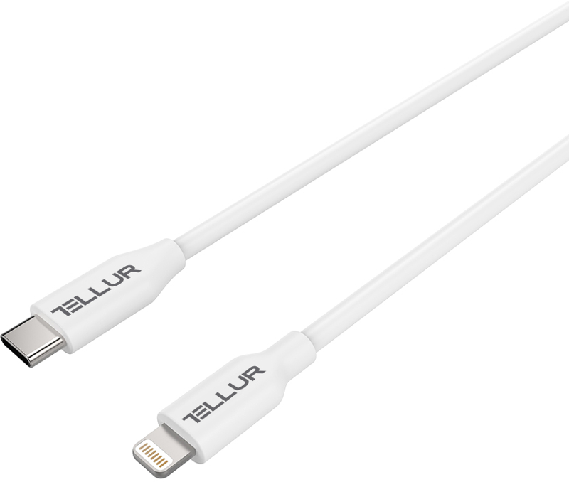 Cablu de date / adaptor Tellur USB-C Male la Lightning Male, 1 m, White