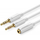 Cablu audio Ugreen AV140, 2x Jack 3.5mm Male la Jack 3.5mm Female, 0.2 m, White