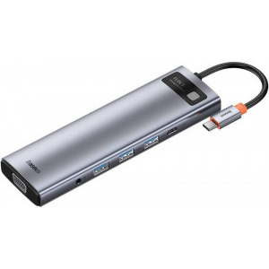 Baseus Docking Station CAHUB-CT0G, USB Tip C, 11-in-1, incarcare 100W, redare 4K, Gigabit LAN, pana la 3 ecrane suplimentare