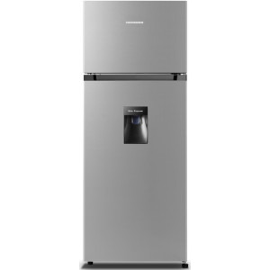 Frigider Heinner HF-HS205SWDE++, 206 L, Clasa E, CrispZone, Control mecanic, Iluminare LED, Dozator apa, 143 cm, Argintiu