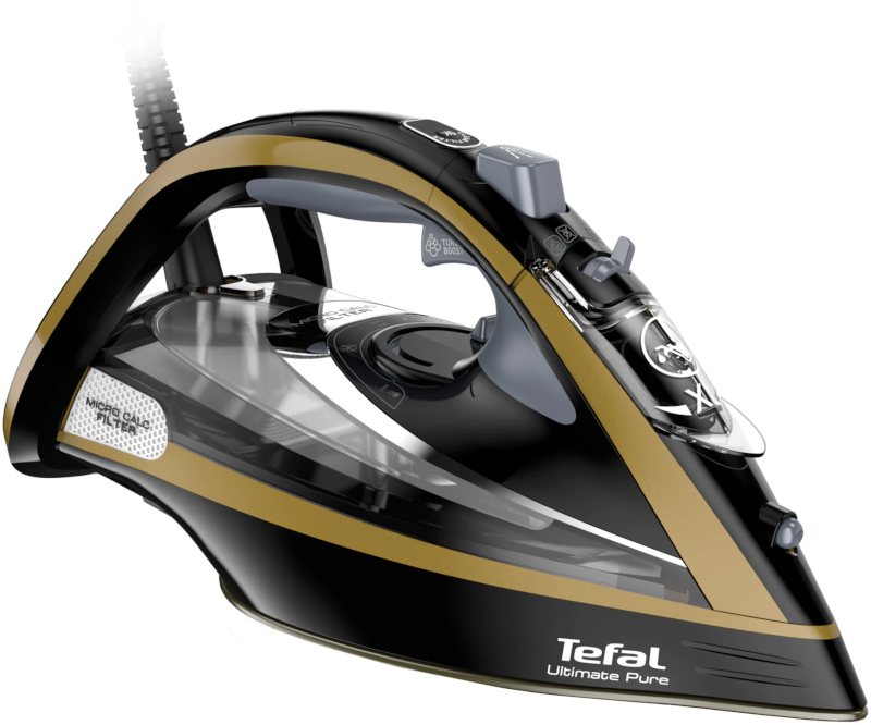 Tefal Fier de calcat Ultimate Pure FV9865E0, 3000W, 50g/min, Negru/Auriu