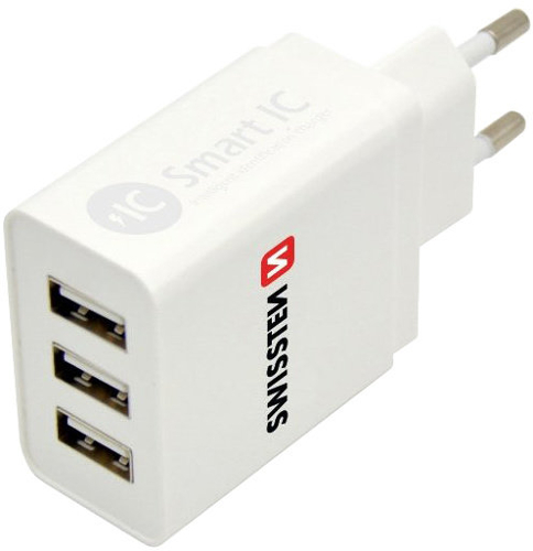 Incarcator retea GSM Swissten 3x USB, 3.1A, White cu tehnologia Smart IC