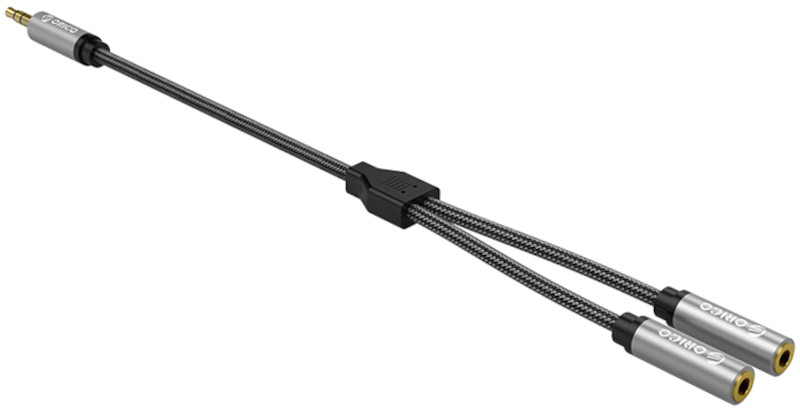 Cablu audio Orico Jack 3.5 mm Male - 2x Jack 3.5 mm Female, 0.25m, negru