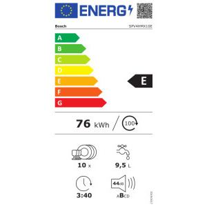 Bosch SPV4HMX10E, Slim, 10 seturi, 6 programe, Clasa E, ExtraDry, VarioDrawer, 45 cm