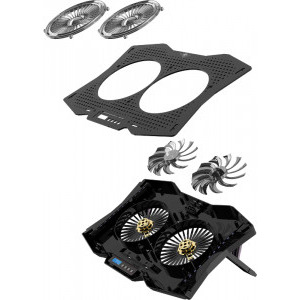 Spirit of Gamer AIRBLADE 1000 RGB, pana la 17.3 inch, 2 ventilatoare 115 mm, 8 pozitii, 6 viteze, sasiu aluminiu, LCD controller