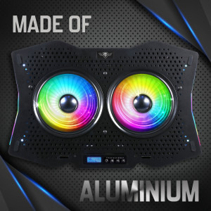 Spirit of Gamer AIRBLADE 1000 RGB, pana la 17.3 inch, 2 ventilatoare 115 mm, 8 pozitii, 6 viteze, sasiu aluminiu, LCD controller