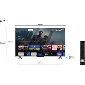TCL Smart TV QLED 43C645 Seria C645 108cm gri-negru 4K UHD HDR