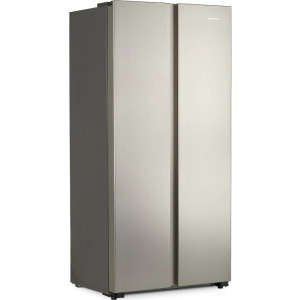 Heinner HSBS-441NFXF+, 441 L, No Frost, Display, Clasa F, Functie vacanta, Super congelare, 178 cm, Inox