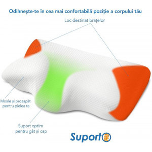 Suporto Set 2x perne ortopedice din spuma cu memorie, cu extensii