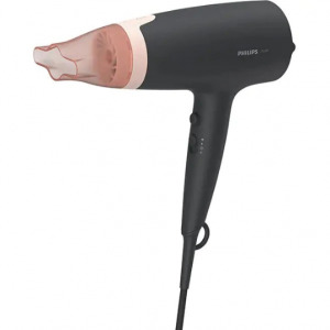 Uscator de par Philips BHD350/10, 3 setari de temperatura, 2 setari de viteza,14 mm, Negru/Roz, 2100W