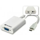 Sandberg 1x HDMI Male - 1x VGA Female + 1x Jack 3.5mm Female + 1x microUSB 2.0 Female alimentare, alb