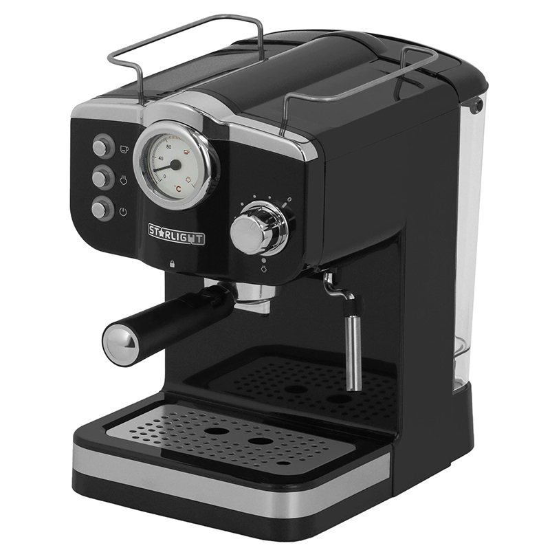 Espressor de cafea Star-Light manual EMD-1215RB, 15 Bar, Dispozitiv spumare, 1.25 l, Design Retro, Negru, 1100W
