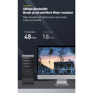 Baseus HD 8K, HDMI Male - HDMI Male, v2.1, 1m, negru