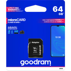 GOODRAM M1AA, Micro SDXC, 64GB, Clasa 10, UHS-I U1 + Adaptor SD