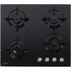 NobelTek NHBG-6400BK, Gaz, 4 arzatoare, Aprindere electrica integrata, Sistem de siguranta, 60 cm, Negru