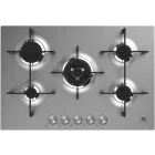 Plita incorporabila Master Kitchen MKHG 7541EDS-FTCXS, Gaz, 5 arzatoare, Aprindere electrica integrata, Sistem de siguranta, Gratar fonta, Wok, 75 cm, Inox
