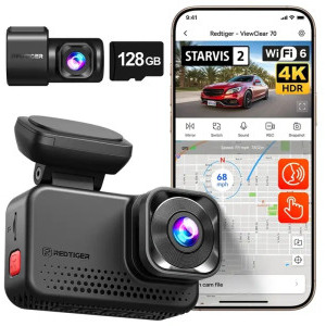 Redtiger VC70 Wi-Fi 4K + 2.5K camera video pentru bord, microSD 128GB inclus