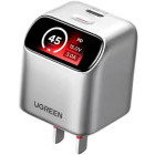 Incarcator retea Ugreen X740, 1x USB-C, Quick Charge 45 W, GaN, Display, Silver