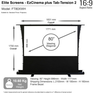 EliteScreens ezCinema Plus Tab-Tension MaxWhite® 2 FT80XWH 16:9 177.1 x 99.6 cm