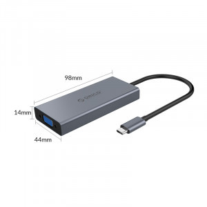 Orico MC-U501P Docking station 1x USB-C, 1x HDMI, 1x USB 3.0, 1x VGA, 1x audio, 1x USB-C PD 60W, Space grey