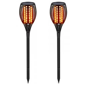 TaoTronics Set 2 lampi solare LED TT-SL004 pentru curte, gradina si balcon, efect torta, Black