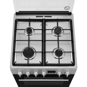 Electrolux LKK660200X, Mixt, 4 arzatoare gaz, Cuptor electric, Gratare fonta, Plus Steam, AirFry, Aprindere integrata, Grill electric, Clasa A, 60 cm, Inox