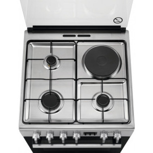 Electrolux LKM660200X, Mixt, 3 arzatoare gaz si 1 arzator electric, Cuptor electric, SteamBake, AirFry, Grill electric, Clasa A, 60 cm, Inox